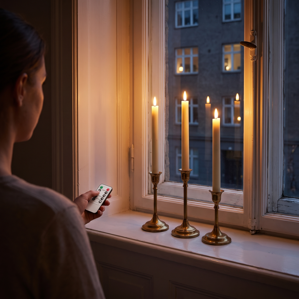 Fela – Genopladelige LED-kronelys med ladestation, 6 stk.