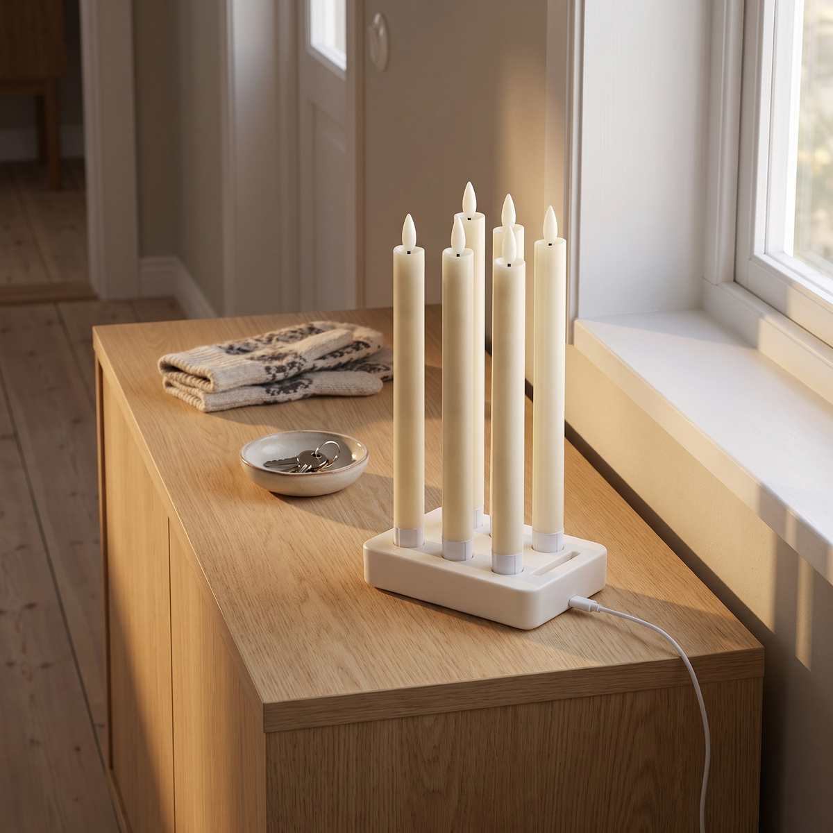 Fela – Genopladelige LED-kronelys med ladestation, 6 stk.