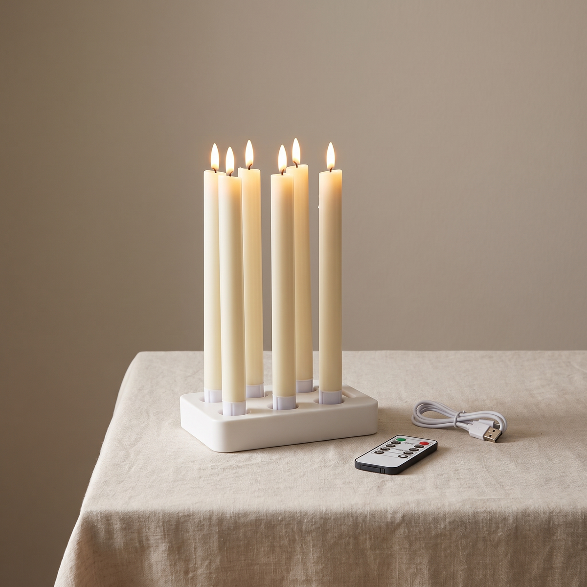Fela – Genopladelige LED-kronelys med ladestation, 6 stk.